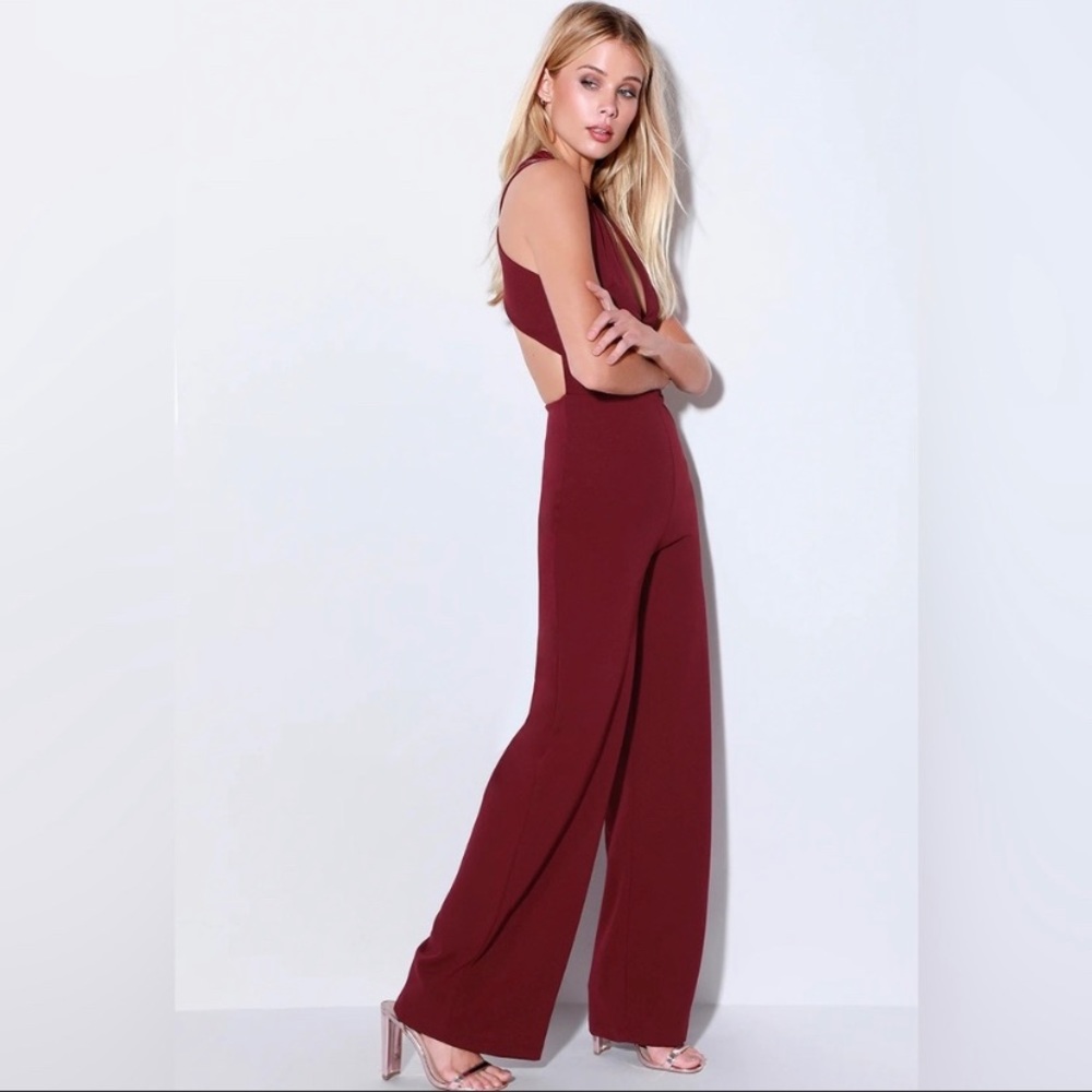 Lulu’s Thinking Out Loud Jumpsuit Plum/Maroon